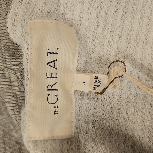 💕THE GREAT💕 The Gym Pant ~ Gray with White Stripes Distressed Size 3 Large NWT - Picture 11 of 15